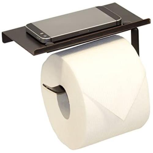 Neater Nest Reversible Toilet Paper Holder with Phone Shelf, Modern Style (Oil Rubbed Bronze, Single)