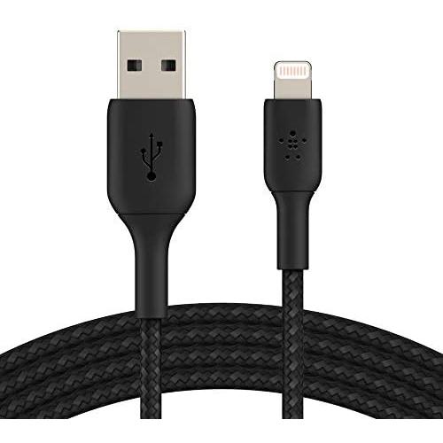 Belkin iPhone Charging Cable (Braided Lightning Cable Tested to Withstand 1000+ Bends) Lightning to USB Cable, MFi-Certified iPhone Charging Cord (3ft/1m, Black) (CAA002bt1MBK)