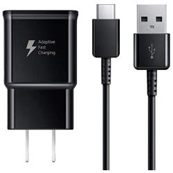 Adaptive Fast Charger Compatible Samsung Galaxy S9 S9 Plus S8 S8+ S10 S10e Note 8 Note 9 Note 10, Wall Charger Adapter Block with USB Type C Cable Kit