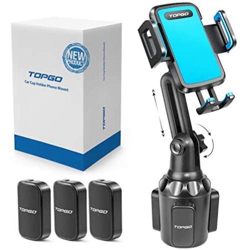 Car-Cup-Holder-Phone-Mount Adjustable Pole Automobile Cup Holder Smart Phone Cradle Car Mount for iPhone 11 Pro/XR/XS Max/X/8/7 Plus/6s/Samsung S10 /Note 9/S8 Plus/S7 Edge(Blue)
