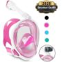 Keystand Full Face Snorkel Mask, Upgraded Breathing Mechanism Snorkeling Masks, Flat Crystal Lens, 180° Panoramic Anti-Leak/Fog Kids Adults Diving Snorkle Mask Gear with Detachable Camera Mount