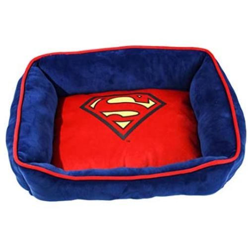 DC Comics Batman and Superman Cuddler Dog Bed | Superhero Dog Beds for Small to Medium Sized Dogs | Comfortable and Soft Dog Bed with Raised Rim | Pet Bed Measures 19" x 15"