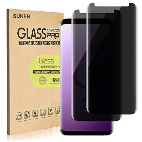 [2-Pack] SUKER Galaxy S9 Privacy Tempered Glass Anti-Spy Screen Protector [3D Curved] [Case Friendly] [9H Hardness] for Samsung Galaxy S9 (5.8"), Anti-Scratch, Bubble Free