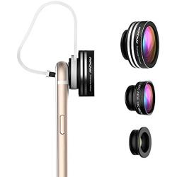 3 in 1 Clip-On 180 Degree Supreme Fisheye Lens, 0.67X Wide Angle Lens, 10X Macro Lens Kit for iPhone 6/ 6S/6Plus, iOS &Android Smartphones