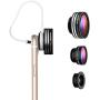 3 in 1 Clip-On 180 Degree Supreme Fisheye Lens, 0.67X Wide Angle Lens, 10X Macro Lens Kit for iPhone 6/ 6S/6Plus, iOS &Android Smartphones