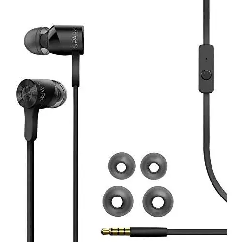 MuveAcoustics Spark Wired in-Ear Headphones - Sports Noise Cancelling Stereo Earbuds with Mic, Black MuveAcoustics Spark Wired in-Ear Headphones - Sports Noise Cancelling Stereo Earbuds with Mic, Black