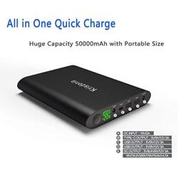 Krisdonia 50000mAh Laptop Power Bank 5/8.4/9/12/16/20V Portable Laptop Battery Charger with QC3.0 & Type-C for Dell, HP, Lenovo, Acer, MacBook and More