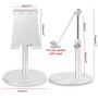 Adjustable Tablet/Phone Stand,AICase Telescopic Adjustable iPad Stand Holder,Universal Multi Angle Aluminum Stand Compatible with iPhone Smart Cell Phone/Tablet/iPad(4-13 inch), Silver