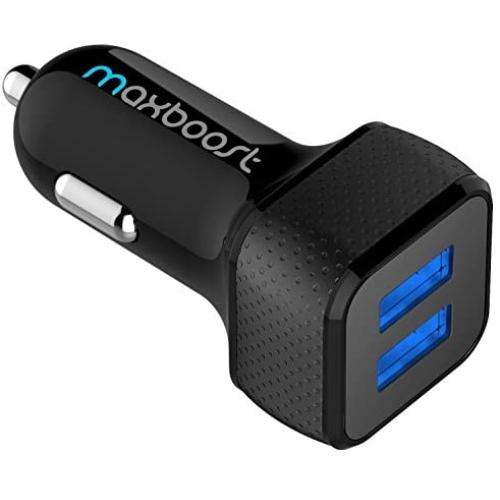 Maxboost Car Charger with SmartUSB Port 4.8A/24W [Black] Charger Adapter for for iPhone 11 Pro Max/XS Max/XR/XS/X/8/7/Plus,Galaxy S20 Ultra/S10/S10+/S10e/Note,LG,iPad Pro/Air 2/Mini,Huawei, Moto,Pixel
