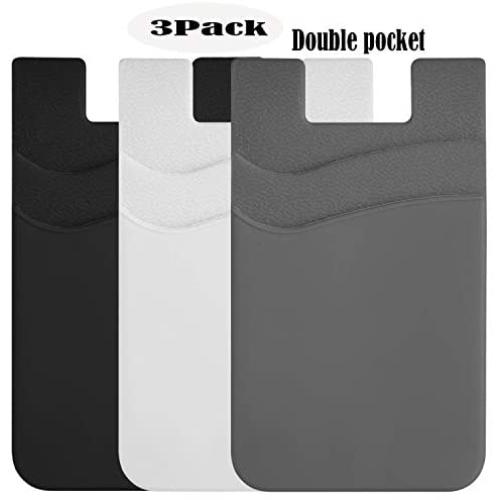 BIAJIYA Phone Card Holder Silicone Wallet Stick-on ID Credit Business Card Sleeve Pocket Compatible with All Smartphones(3PC)