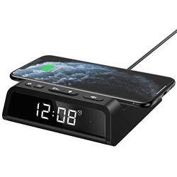 Seneo Alarm Clock with Wireless Charging Pad, 7.5W Wireless Charger for iPhone 11/Pro Max/SE 2/XR/XS/X/8/8plus, 10W Fast Wireless Charging for Galaxy S10/S10+/S9/S9+/Note10/9/8, Additional USB Port