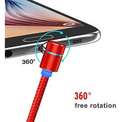 Magnetic Phone Charger Cable， 3 in 1 Cable, (3 Pack，3.3 ft Straight Cable, 3.3 ft L Shape Cable，6.6 ft L Shape Cable) (Red)