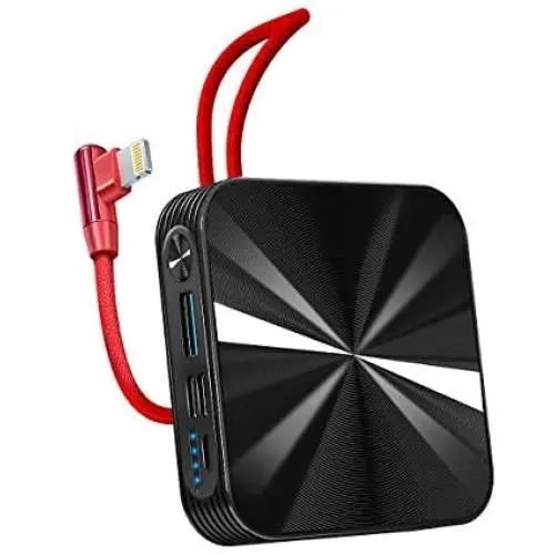 Portable Charger 10000mAh Power Bank,KONFULON Cellphone Charger,Ultra Compact Backup Battery with Built in Cable Compatible with iPhone11/XS/XR/X/8/8P/7/6/6S Portable Charger 10000mAh Power Bank,KONFULON Cellphone Charger,Ultra Compact Backup Battery with Built in Cable Compatible with iPhone11/XS/XR/X/8/8P/7/6/6S