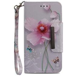 JanCalm iPhone 6 6S Wallet Case [Folio Cover][Stand Feature] Premium [Flower] Pattern iPhone 6/6S (4.7 inch) Credit Card Flip Case Protective PU Leather with Card Slot + Wrist Strap + Crystal Pen