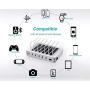 Hercules Tuff Charging Station for Multiple Devices - 6 Short Mixed Cables Included for Cell Phones, Smart Phones, Tablets, and Other Electronics - Multi Charger Organizer Docking Station