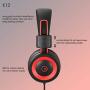 Kids Headphones - noot products K12 Foldable Stereo Tangle-Free 3.5mm Jack Wired Cord On-Ear Headset for Children/Teens/Boys/Girls/Smartphones/School/Kindle/Airplane Travel/Plane/Tablet (Red Black)