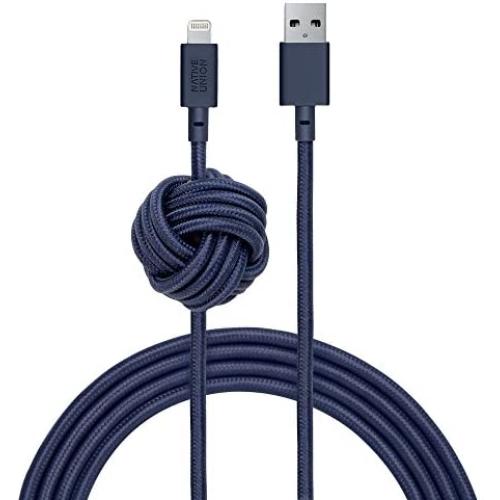 Native Union Night Cable - 10ft Ultra-Strong Reinforced [Apple MFi Certified] Durable Lightning to USB Charging Cable with Weighted Knot for iPhone/iPad (Marine)