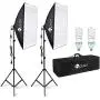 HPUSN Softbox Lighting Kit Professional Studio Photography Continuous Equipment with 85W 5500K E27 Socket Light and 2 Reflectors 50 x 70 cm and 2 Bulbs for Portrait Product Fashion Photography HPUSN Softbox Lighting Kit Professional Studio Photography Continuous Equipment with 85W 5500K E27 Socket Light and 2 Reflectors 50 x 70 cm and 2 Bulbs for Portrait Product Fashion Photography