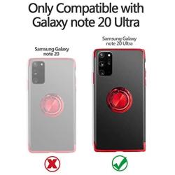 Galaxy Note 20 Ultra Case, Clear Ring Metal Holder Kickstand Magnetic Car Thin Fit Soft TPU Silicone Flexible for Samsung Galaxy Note 20 Ultra 6.9 Inch (Red)