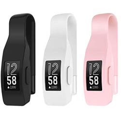 EEweca 3-Pack Clip for Fitbit Inspire or Inspire HR Holder Accessory, Black + White + Soft Pink