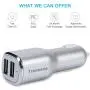 Tranesca 4.8A/24W 2 USB Port Car Charger Compatible with iPhone X 8 7 6S 6 Plus, 5 SE 5S 5 5C, Samsung Galaxy S9 S8 S7 S6 Edge, Note 8 4, LG G6 G5 V10 V20, HTC,Nexus, iPad Pro and More-Silver