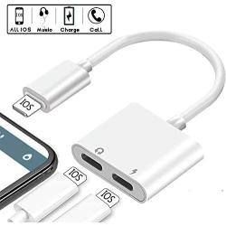 Headphone Adapter for iPhone Adapter Splitter Charger and Headphones for iPhone 11 Earphone dongle Compatible with iPhone 11/XR/XS/X/7/8 Audio & Charger & Call & sync Cable Support All iOS Systems