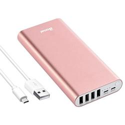 Portable Charger, BONAI 20000mAh Power Bank, Aluminum Polymer External Battery Pack, 4.0A Max Input 4-Port Output Compatible with iPhone X XS Max XR 8 7 6s Plus Galaxy S8 S7+ Note 8 -Rose Gold