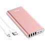 Portable Charger, BONAI 20000mAh Power Bank, Aluminum Polymer External Battery Pack, 4.0A Max Input 4-Port Output Compatible with iPhone X XS Max XR 8 7 6s Plus Galaxy S8 S7+ Note 8 -Rose Gold