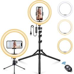 10.2" Selfie Ring Light with Phone Tripod Stand and Table Tripod and Phone Holder, MOSFiATA Upgraded Dimmable Camera Ring Light for TikTok/YouTube/Live Stream/Makeup/Photography