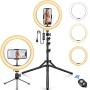 10.2" Selfie Ring Light with Phone Tripod Stand and Table Tripod and Phone Holder, MOSFiATA Upgraded Dimmable Camera Ring Light for TikTok/YouTube/Live Stream/Makeup/Photography