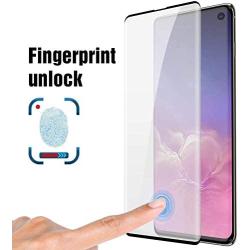 S10 Screen Protector Tempered Glass for Samsung Galaxy S10 Case Friendly 9H Hardness 3D Curved HD Coverage [Fingerprint ID Enabled] [Black] [2-Pack]