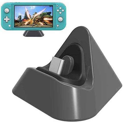 IUGGAN Charging Dock for Nintendo Switch Lite and Nintendo Switch Mini, Compact Charging Stand Station for Cell Phone with Type C Input Port (Gray)