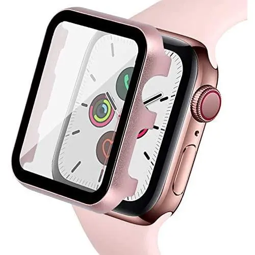 Ritastar Bumper Case for Apple Watch Screen Protector 40 mm with Metal Cover,HD Clear High Sensitive Screen Response,Bubble-Free,Protective PET Film,Full Coverage for iWatch Series 5 4 Women,Rose Pink Ritastar Bumper Case for Apple Watch Screen Protector 40 mm with Metal Cover,HD Clear High Sensitive Screen Response,Bubble-Free,Protective PET Film,Full Coverage for iWatch Series 5 4 Women,Rose Pink
