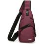 Mens Womens Sling Chest Shoulder Bag Outdoor Travel Crossbody Backpack with USB Charging Port