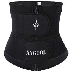 ANGOOL Neopren Sweat Waist Trainer Corset for Women Weight Loss with YKK Zipper,Trimmer Belt Body Shaper Cincher