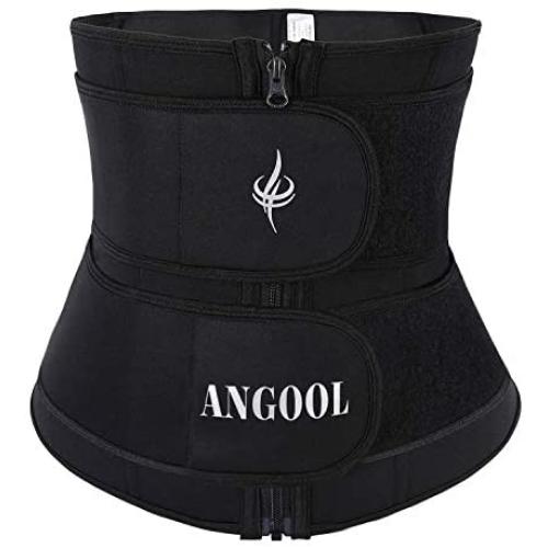 ANGOOL Neopren Sweat Waist Trainer Corset for Women Weight Loss with YKK Zipper,Trimmer Belt Body Shaper Cincher