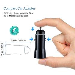 USB Car Charger, OKRAY 3 Pack 30W QC 3.0 & 3.1A Fast Dual Port Car Charger Adapter USB Charger Compatible iPhone 11/Xs/XR/X/8/7/6/Plus, Galaxy S10/S9/S8/Note8, iPad, Tablet, LG, HTC (All Black)