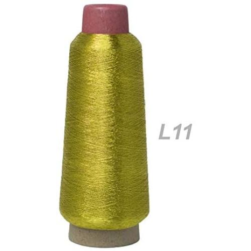 5500 yds Huge Spool Polyester Embroidery Machine Metallic Thread (Green Gold L11)