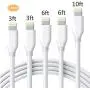 iPhone Charger Cable Sharllen Lightning Cable 5 Pack[3/3/6/6/10FT] Fast Charging Cords Syncing Extra Long USB iPhone Charging Cable Compatible iPhone 11/ XS/Max/XR/X/8/8P/7/7P/6/iPad/iPod White