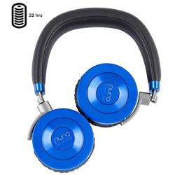 JuniorJams Volume Limiting Headphones for Kids 3+ Protect Hearing – Foldable & Adjustable Bluetooth Wireless Headphones for Tablets, Smartphones, PCs – 22-Hour Battery Life by Puro Sound Labs, Blue