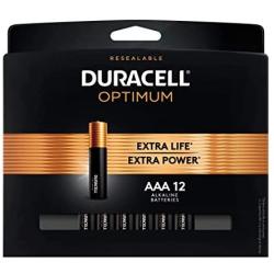 Duracell Optimum AAA Batteries | Premium Triple A 1.5V Alkaline Battery | Convenient, Resealable Package | Made in The USA | 12 Count