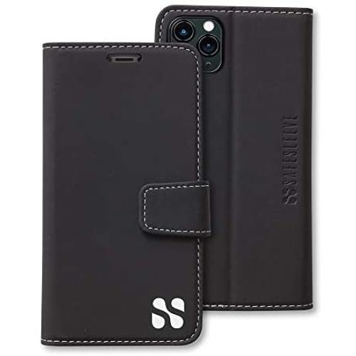 SafeSleeve EMF Protection Anti Radiation iPhone Case: iPhone 11 Pro Max RFID EMF Blocking Wallet Cell Phone Case (Black)