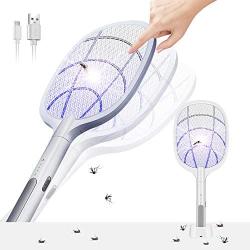 Weidace Bug Zapper 2 in 1 Large Electric Mosquito Swatter & Mosquito Lamp Fly Killer Insect Swatter 3000 Volt USB Rechargeable LED Purple Light Trapping Mosquitoes 3 Layers Safety Mesh Design