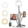 Hotches 8 LED Selfie Ring Light with Phone Holder & Tablet Holder & Microphone Holder Stand, 3 Lighting Modes and 10 Brightness Level for Makeup & YouTube Video & Live Stream Hotches 8 LED Selfie Ring Light with Phone Holder & Tablet Holder & Microphone Holder Stand, 3 Lighting Modes and 10 Brightness Level for Makeup & YouTube Video & Live Stream