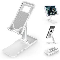 Cell Phone Stand Holder, Foldable Desktop Phone Stand, Extensiable Anti-Slip Base and Height Angle Adjustable Desk Phone Holder for iPad, Kindle, Mobile Phone, Tablet and Switch