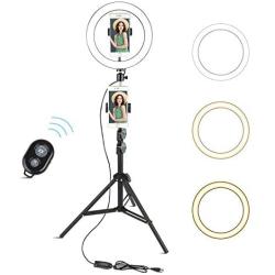 Arespark 10" Selfie Ring Light with 60" Adjustable Tripod Stand & Cell Phone Holder for Live Stream/Makeup/Photography/YouTube Video Compatible with iPhone/Android (Black)