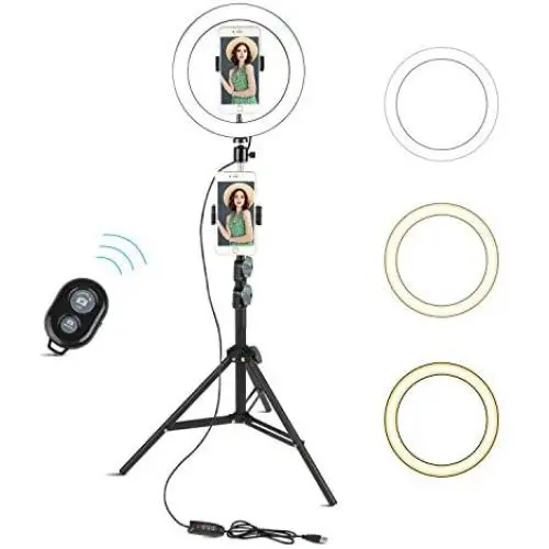 Arespark 10" Selfie Ring Light with 60" Adjustable Tripod Stand & Cell Phone Holder for Live Stream/Makeup/Photography/YouTube Video Compatible with iPhone/Android (Black) Arespark 10" Selfie Ring Light with 60" Adjustable Tripod Stand & Cell Phone Holder for Live Stream/Makeup/Photography/YouTube Video Compatible with iPhone/Android (Black)