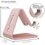 Cell Phone Stand, OMOTON [2 Pack] Phone Holder for Desk, Aluminum Mobile Phone Cradle Dock Compatible with All iPhone and Android Smartphone (Silver&Rose Gold)