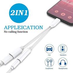 Headphones Adapter for Phone Charger Dongle 3.5mm Jack AUX Audio Cable Adaptor Music & Charging for Phone XR/8/8Plus/10/7/7Plus/X/XS Splitter Aux Adapter Earphone Converter Support iOS 12 or Higher