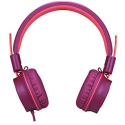 Kids Headphones-noot products K33 Foldable Stereo Tangle-Free 3.5mm Jack Wired Cord On-Ear Headset for Children/Teens/Boys/Girls/Smartphones/School/Kindle/Airplane Travel/Plane/Table(Plum)